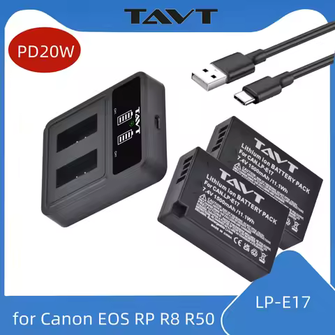 LP-E17 LPE17 LP E17 Camera Battery+PD 20W Charger with Type C Port for Canon EOS RP R8 R50 200D 250D