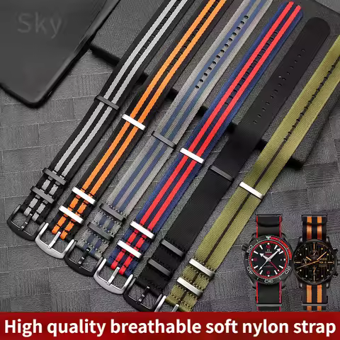 Breathable Soft Nylon Watchband for Omega 300 Ghost Party 007 Longines Conquest Seiko Casio Mido 20 