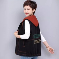 denim vest woman denim vest denim suit woman Hooded Denim Vest - Slim-Fit Women's Fashion