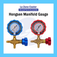 Aircond Hongsen Single Manifold Gauge Low Side High Side Gas Meter Set Hose R410A R410 R22 R134a R134 R404A R404