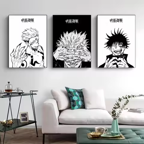 Japanese Abstract Jujutsu Kaisen Posters Anime Wall Art Kinji Hakari Pictures Satoru Gojo Manga Canv