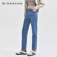 GIORDANO Women Jeans Pants New Style Washed Jeans With Split Hems Tights Stretch Denim Leg Ankle Len
