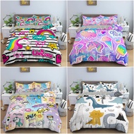 Cartoon Unicorn Bedding Set Soft Duvet Cover Comforter Bedding Quilt Cover 23 Pieces Kids Bed Set Single Twin Full Queen King