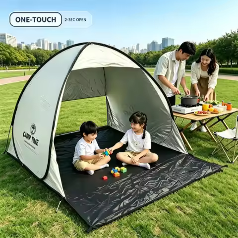 One‑Touch Pop‑Up Beach Tent 2‑3Person Instant Automatic Tent UPF50+ UV Silver Coating Sun Shelter Wa