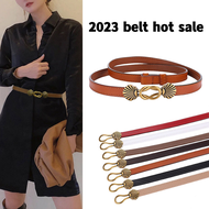 2023 Women's Genuine Leather Thin Waist Belt Decorative Suit with Dress Son Sweater Coat Tucked Waist Everything Strap to Show Thin Belt Ready Stock