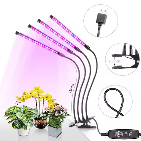 USB LED Plant Grow Light Indoor Garden 10 Dimmable Levels Grow Light Full Spectrum Timer Setting Hyd