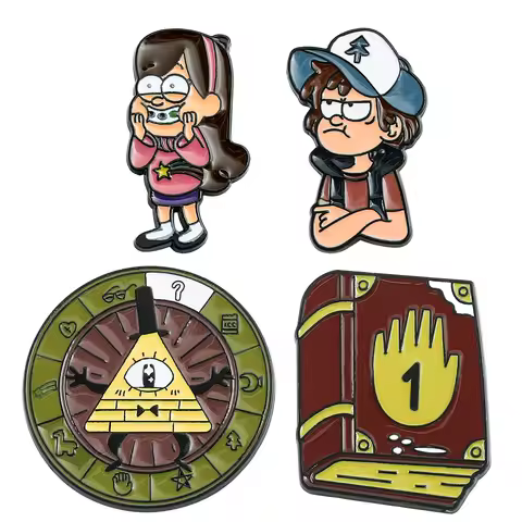Gravity Falls Cartoon Character Mabel Pines Dipper Pines Journal The Zodiac Enamel Pins Brooch Badge