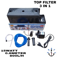 Mesin Pompa Aquarium Top Filter Box Komplit 3 in 1 Rosston 1200 Lengkap Gratis Busa