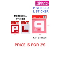 [ Ukuran JPJ - Price for 2pcs] L Sticker P Sticker Motor L License P License P Car Sticker | Pelekat