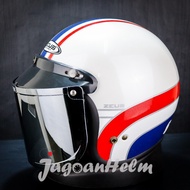ZEUS HELMET ZS385C RETRO | PLAIN WHITE K63 RED | ZS 385C Classic