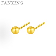【FX】Gold 999（0.7g）24K Round bead earrings Pure gold bean style earring jewelry gift
