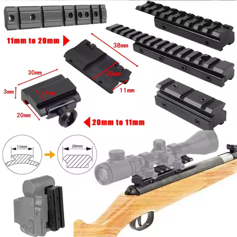 11mm Dovetail to 20mm Picatinny Rail Mount Scope Adapter Mount Base Converter Dovetail 20mm to 11mm 