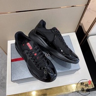Prada/Prada New Style Round Toe Lace-Up Shoes Casual Daddy Shoes Low-Top Sneakers Stitching Sports R