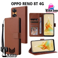 LEATHER CASE FLIP UNTUK OPPO RENO 8T 4G - FLIP  WALLET CASE KULIT OPPO RENO 8T 4G - CASING DOMPET-FLIP COVER LEATHER-SARUNG BUKU HP