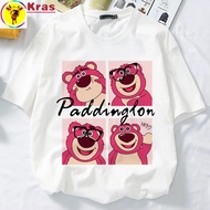 Kras LOTSO cotton tshirt oversized tshirt comel tshirt unisex tshirt strawberry teddy bear S--2XL ts
