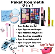 Paket Makeup Set 6 in 1 / Paket Kosmetik Eyeshadow Revlon Plus Bedak Wardah - Eyeshadow - Bedak Ward