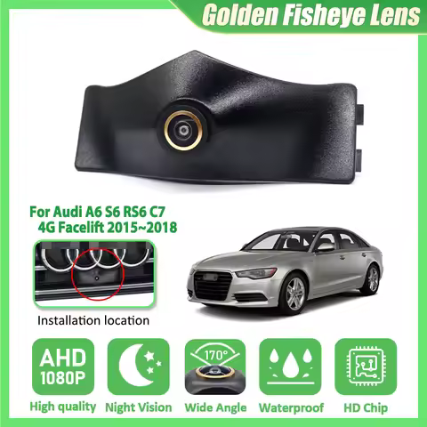 AHD 1080P 170° LOGO Car Parking Front View Camera Waterproof For Audi A6 S6 RS6 C7 4G Facelift 2015 