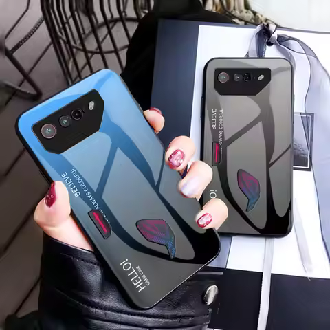 For Asus ROG Phone 7 5G Case Gradient Tempered Glass Back Cover Hard Phone Case for Asus ROG Phone 7
