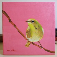 綠繡眼/原創油畫/獨一無二