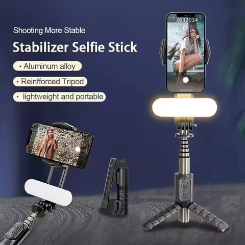 Q09 Gimbal Stabilizer Selfie Stick Tripod Gimbal 360 Rotation Following Shooting Mode with Fill Ligh