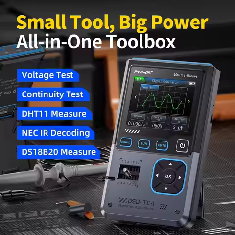 FNIRSI DSO-TC4 Upgrade 3 in 1 Digital Oscilloscope 10MHz 48Ms/s Transistor Tester Electronics Compon