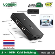 UGREEN รุ่น 50744 HDMI Switch Box 2 In 1 Out KVM SwitchingHDMI Switcher Box and Extended 4 Ports US