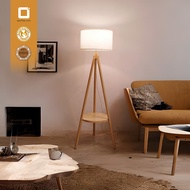A1-04 โคมไฟตั้งพื้น มินิมอล สามขา+ชั้นวาง (งานทำด้วยมือ + ไม้แท้)  ปรับไฟได้ 3 สี รับประกัน 1 ปีเต็ม