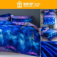 Wintop 3IN1 Bedsheet Set Night Galaxy Bed Sheet Single Bed Sheet Double Size Bedsheet Queen Pillow
