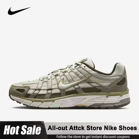 Nike P-6000 Light Army Phantom Men's Green Low-Top Casual Running Shoes With Soft Comfort And Shock 