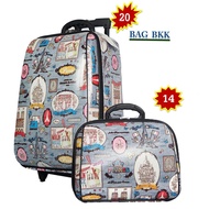 BAG BKK Luggage Wheal กระเป๋าเดินทางล้อลาก European fashion ระบบรหัสล๊อค เซ็ทคู่ ขนาด 20 นิ้ว/14 นิ้ว Code F7719-20fashion