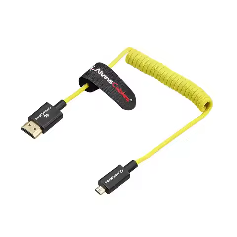 Alvin's Cables 8K 2.1 Micro HDMI to HDMI Ultra-Thin Braided Coiled Cable forNikon ZR Sony A7RIII A7I