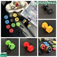 JENNIFERDZ Mini Barbell Keychain, PVC Detachable Dumbbell Keychain, Unique Simulation Exquisite Barb