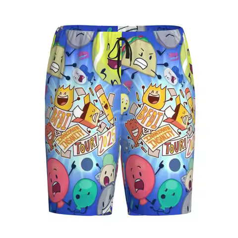Custom BFDI Four BFB Shorts Sleeping Pants Men Pajama Pants Lounge Sleep Sleepwear Bottoms