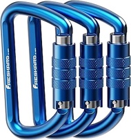 3inch Auto Locking Carabiner Clips, Solid D Shape Style, Heavy Duty Keychain Aluminum Carabiner - Ho