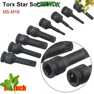 CRBWDK 1Pcs 12 Point Torx Socket, Long Bit Metric 1/2 Inch Shank Electric Drill Socket Adapter, M5-M