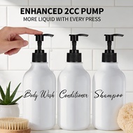 3pcs Modern Bathroom Shampoo Conditioner Set 3 Bottles 16.9Oz Each Refillable Transparent Plastic Bo