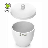 QIUJU Lab Porcelain Crucible, With Lid White Ceramic Crucible, 50ml Capacity Smooth Surface Laborato