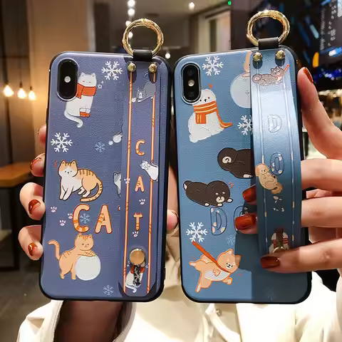 For Samsung A55 54 35 15 52 53 73 25 S25 S24 S23 S22 Plus Ultra S21 S20 FE Cartoon Cat Wrist Strap P