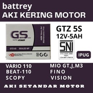 aki motor beat karbu original GS kering siap pakai amper 5