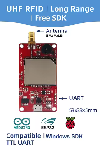 R300 RFID UHF Reader Module for ESP32 Raspberry Pi Arduino | UHF Access Control TTL UART | Free SDK 