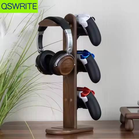 Solid Walnut Wood PS5 Controller Rack Headphone Holder Xbox PS5 Game Controller Rack Professional PS