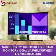 SAMSUNG 32" S3 S39GD ESSENTIAL MONITOR (100Hz,VA,FHD,CURVED)-LS32D390GAEXXS