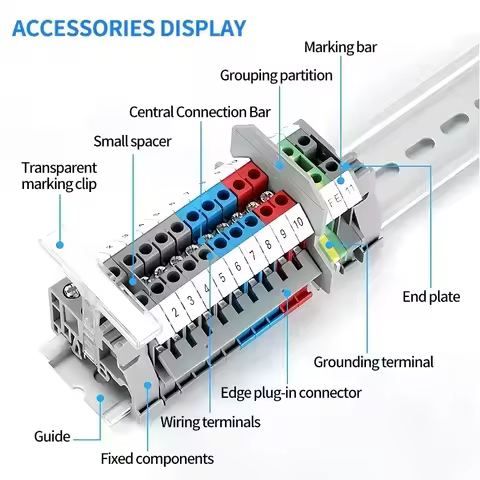 UK1.5N/2.5B/3N/5N/6N/10N/16N/25N/35N/50N Terminal Block Screw Clamp Connector DIN Rail Universal Bra