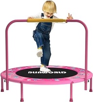 BLINWORLD Height Adjustable Foldable Toddler Trampoline, Multi-Purpose Handrail Trampoline for Kids, High Elastic Tightly Stitched Jump Cloth Indoor Outdoor Toddler Trampoline with Enclosure
