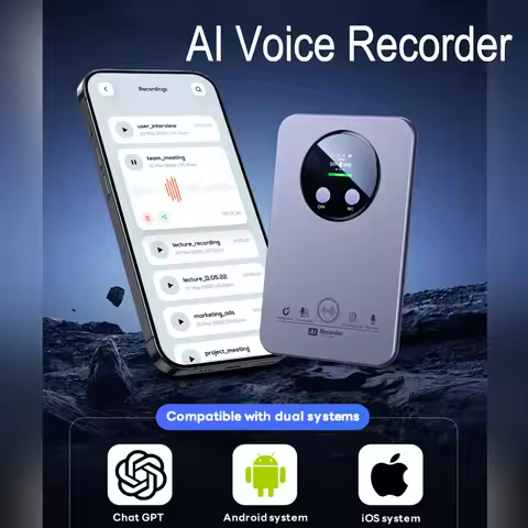 ChatGPT-5 AI Voice Recorder 64GB Transcription Translation Summary Transcribe Mind Mapping Phone Cal