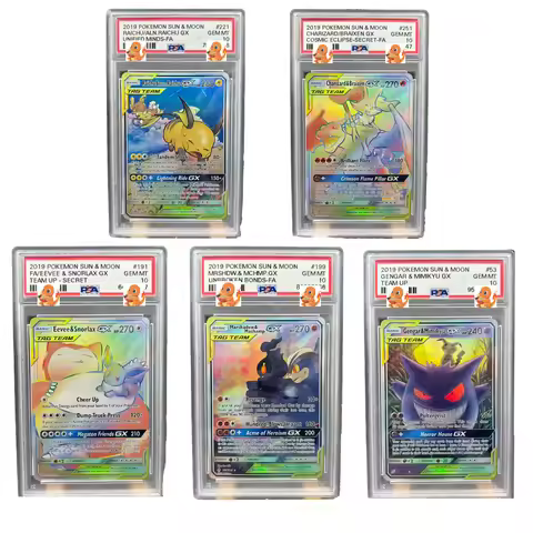 Diy 1pcs Pokemon PTCG PSA Gengar &Mimikyu GX Eevee&Snorlax Self Control Collect Signature Trading Fl