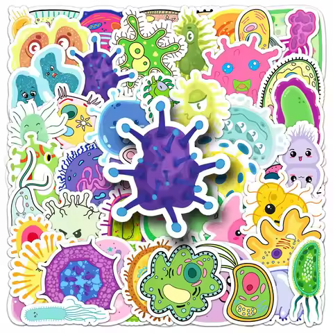 50PCS Cute Bacteria Virus Stickers Kawaii Microorganism Decals for Scrapbook Journal Laptop Phone Ca