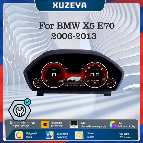 12.3''Digital instrument cluster for BMW X5 E70 X6 E71 2006-2013 CCC CIC Odometer,HUD instrument clu