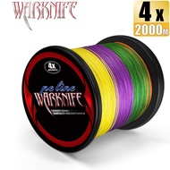 Warknife เอ็นตกปลาถัก4เส้นยาว2000เมตรเส้น PE 2-100LB 0.9-45.3กก. สีเขียวอ่อนหลากสี