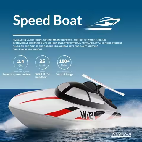 WLtoys WL912-A 2.4G High Speed RC Racing Boat 35KM/H Self-Righting Capsize Recovery Low Battery Alar